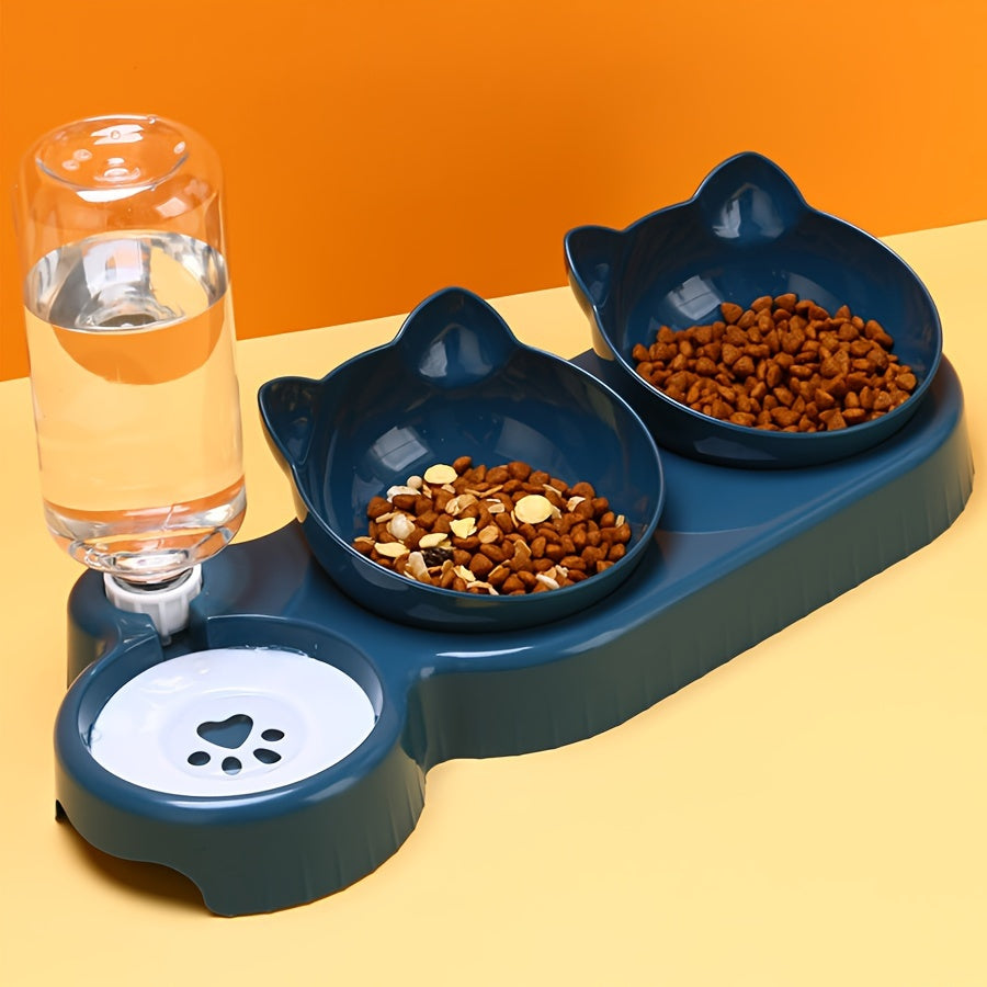 Pet Feeder with Automatic Water Bottle